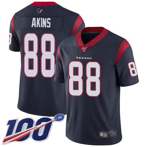 Houston Texans Limited Navy Blue Men Jordan Akins Home Jersey NFL Football #88 100th Season Vapor Untouchable